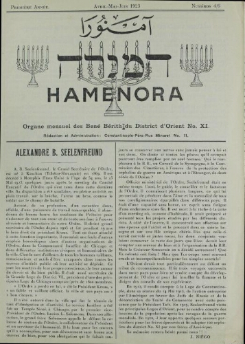 Hamenora. avril - juin 1923 Vol 01 N° 04-06